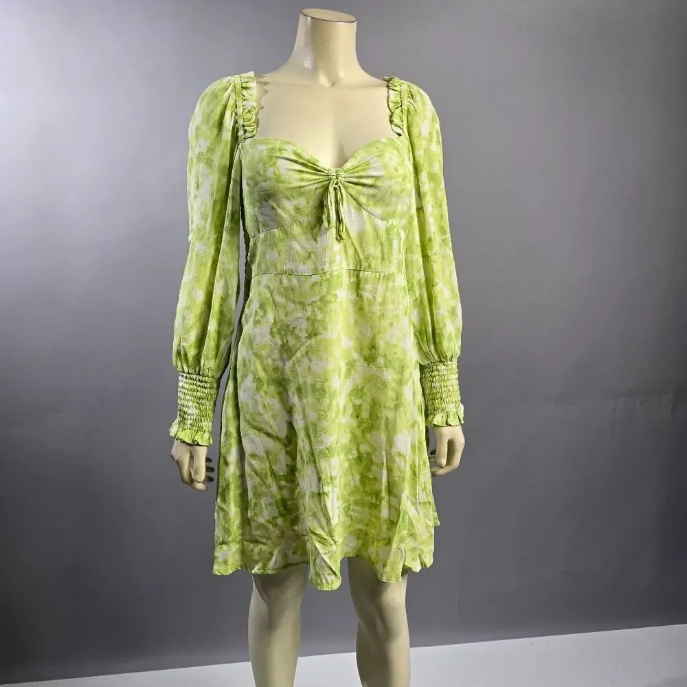 Faithfull Size 6 Green Floral Dress R9